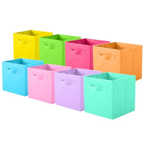 Pinkgarden Lot de 8 boîtes de rangement pliables en tissu avec poignées pour la maison, la chambre d'enfant, le placard et l'organisation de jouets, 26,7 x...
