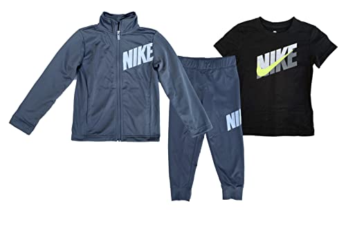 Nike Little Boys Tee, Tricot Jacket And Pants 3 Piece Set (Grey(86H354-M19)/B, 5)