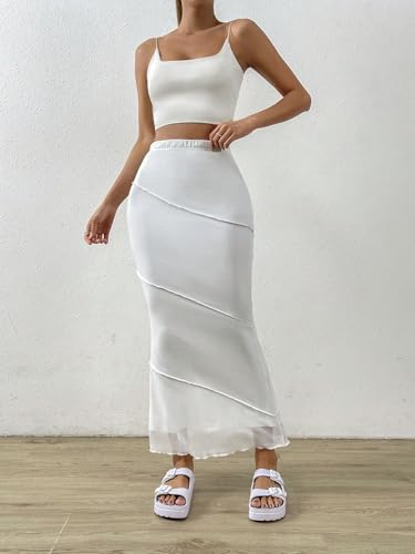 Trend Women's Summer Basic Skirt Lettuce Trim Hem Skirt For Beach4