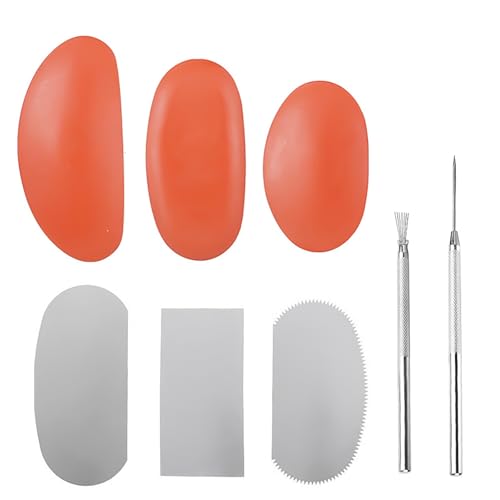 UESDU Keramik Ton Rippen Set, 8 Stück Töpferwerkzeug Silikon Töpfer Tonwerkzeuge Skulptur Töpferform Schaber Ton Rippen Gummi für Modellbau Schnitzarbeiten
