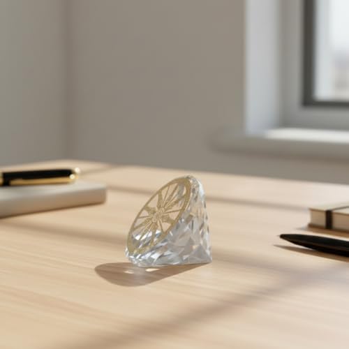 Image of Gold Plated Konark Sun Temple Wheel Handricrafted in Crystal Base Tabletop Showpiece Figurine