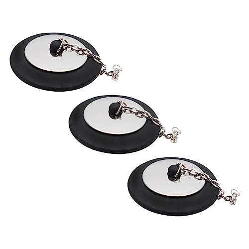 MOTHNUR 3 Piezas Tapones de Goma para Bañera con Cadena Unidades Tapón de Drenaje Redondo Sellado para Lavabo y Fregadero Accesorios Prácticos para Baño y Cocina