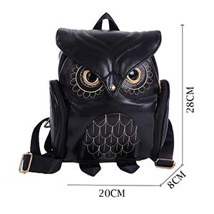 Wysbaoshu Womens Fashion Owl Backpack Girl's Pu Leather Mini Daypacks(Black) #TOP4