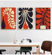 Pósteres bohemios retro abstractos con diseño de jarrón, hojas y plantas, impresiones geométricas arte de pared nórdico, pintura en lienzo para sala de estardecor hogar (60 x 90 cm x 3 cm/marco interior)