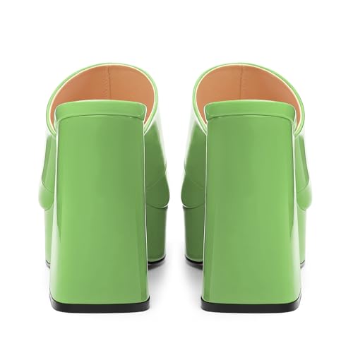 Image of Women Square Open Toe Platform Chunky Heel Slide Sandals | Slip On High Heel Dress Sandals, Elegant Formal Footwear For Wedding Club Evening Party Events