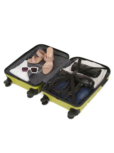 Image of Teakwood Unisex Trolley Bag, Hard Cabin Trolley Small, 55 CM Trolley Bag for Travel, Lock System 360 Degree 8 Rotating Wheel (S, Lime Green)