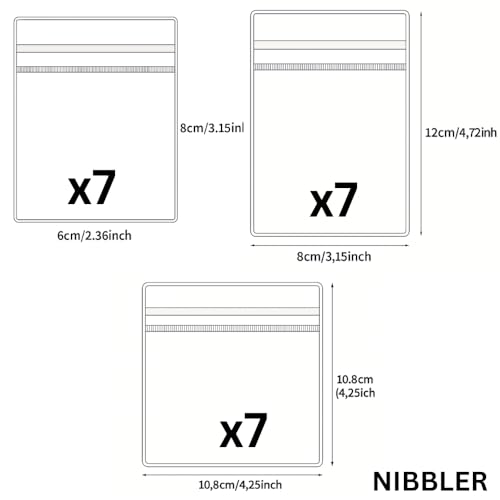 Image of Nibbler 21 Pcs (3 Sizes) Jewellery Organiser Storage Pouches Clear Zip Lock Cover for Rings, Earrings, Necklace, Transparent, Polyvinyl Chloride PVC (21 Mix)
