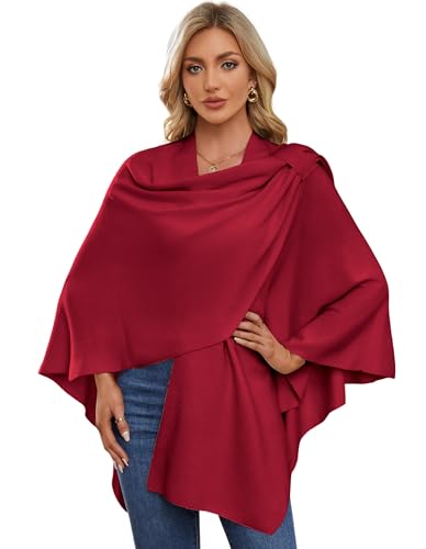 Image of PULI Womens Cross Front Poncho Shawl Wrap Elegant Wedding Formal Gift