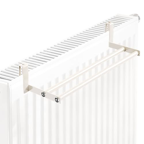 Handtuchhalter für Heizkörper, Handtuchhalter Heizung ohne Bohren, Heizkörper Handtuchhalter Weiß, Wäscheständer Heizung, Heizkörperregal Einhängen, 48cm (C)