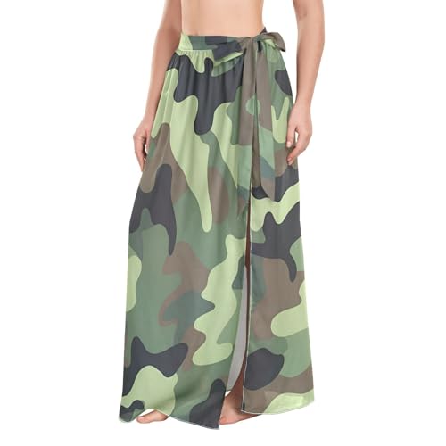 Jupe cache-maillot réglable et enveloppante grande taille vert camouflage confort L