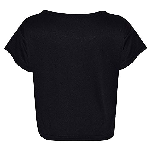 Image of Loxdonz Girls Basic Dance Crop Top Kids Plain Short Sleeve Crop T-Shirt Tees Top