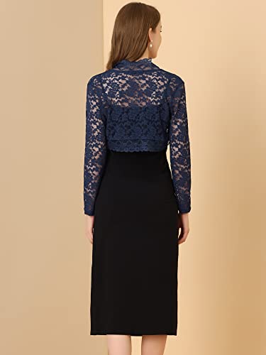 Image of Allegra K Women's Elegant Crop Cardigan Sheer Floral Lace Bolero Shrug Top