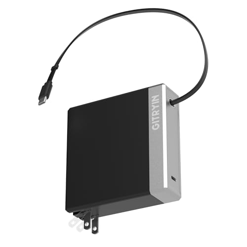 Image of Gitryin 140W GaN Retractable USB C Laptop Charger, for MacBook Pro Charger | Computer Charger with 31.5in Type-C Cable, 2 USB C Ports, Fast Charging for MacBook Pro /Air, iPad, iPhone 17 /16, Black