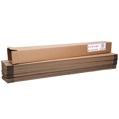 Image of Tall Cardboard Boxes 5 inchL x 5 inchW x 50 inchH (Pack of 20) - USA-Made Packing Boxes for Moving, Shipping, or Storage - USPS, UPS, FedEx Approved - Professional Packing Supplies for Moving | USA-Made Packing Boxes for Moving, Shipping, or Storage - USPS, UPS, FedEx Approved - Professional Packing Supplies