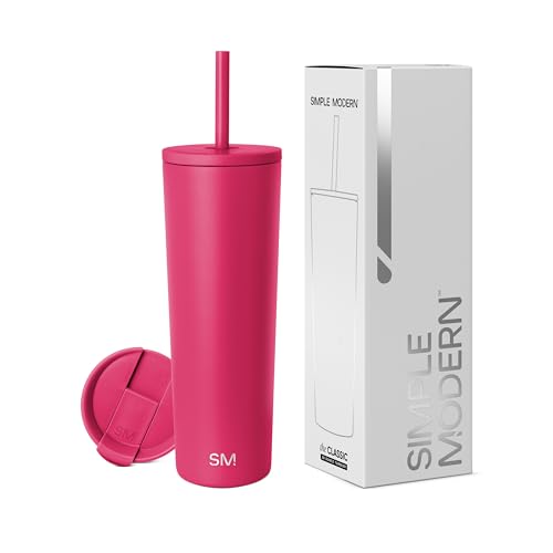 Image of Simple Modern Insulated Tumbler with Lid and Straw | Iced Coffee Cup Reusable Stainless Steel Water Bottle Travel Mug | Gifts for Women Men Her Him | Classic Collection | 28oz | Berry Twist