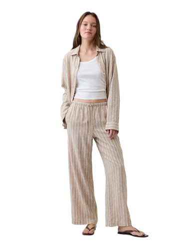 Image of Gap Womens Wide Leg Linen Pull on Pant