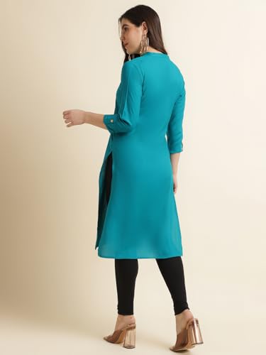 Image of Fabclub Women's Rayon Solid Plain Straight Kurti
