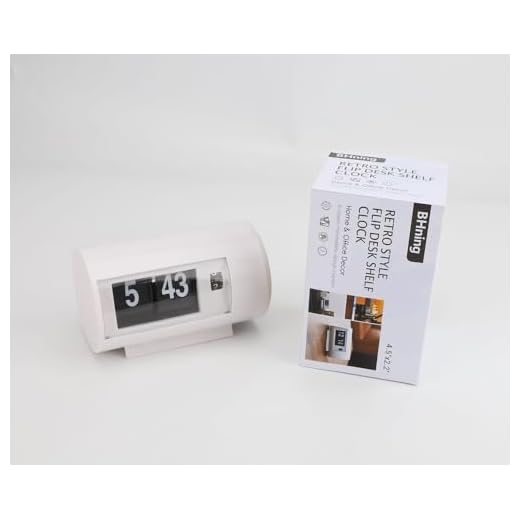 BHning Retro Table Clock Auto Flip Clock 12 Hours AM/PM Format Display Timepiece Desk Clock Flip Page Turning Clocks (White)