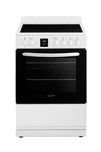 iio 24 inch Electric Stove iER-244SS, Oven Range with Triple Lined Door Glass, 4 Top Burners, Convection Fan, Deep Broiler, Digital Timer Clock, 5 Cook Functions (Black)