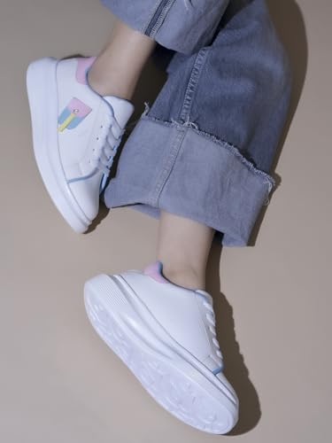 Image of Longwalk White Sneakers for Women & Girls | Trendy & Lightweight Casual Shoes