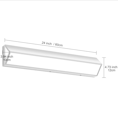 Image of 24-Inch LED Modern Bathroom Vanity Light Fixtures, Chrome Modern Acrylic Bathroom Wall Lighting Fixtures Over Mirror (Cool White 6000K)