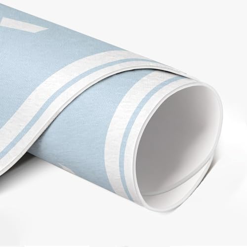 Tapis vinyle résistant à la rayure ø140 cm imperméable bleu pour maison - 6