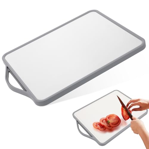 CLISPEED Planche à découper en acier inoxydable avec fond antidérapant, grande planche à découper pour la cuisine, ustensile de cuisine moderne, indispensable pour hacher et préparer des aliments