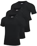 Blueleaf 3 Pack Boys Compression Shirt Short Sleeve Youth Basketball Football Undershirt Kids Quick Dry Athletic Base Layer T-Shirt Black+Black+Black M