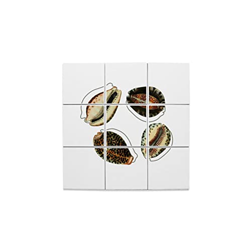 Carreaux céramique décoration murale coquillage mer, fresque faïence vintage pour cuisine 32cm