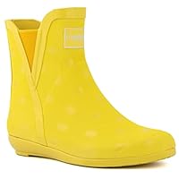 LONDON FOG Womens Piccadilly Rain Boot yellow shiny dot 6 M US