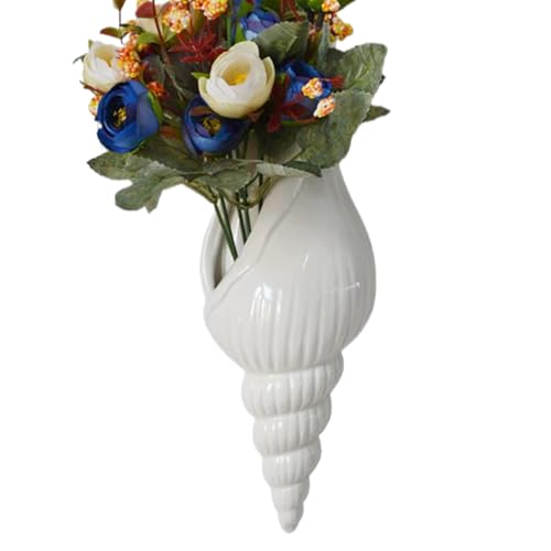 Väggvas-Skulptural Shell Vase | Modern keramisk väggprydnad modern prydnad väggmonterade keramiska snäckskal för sovrum arbetsrumsdekoration för b