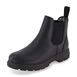 CUSHIONAIRE Women's Britain Chelsea Boots. Soft Vegan Leather, Non-Slip Sole, Memory Foam, Back Pull Tab, Ankle Boots for Women, BLACK 8