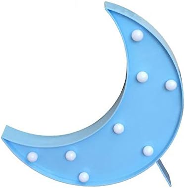1Pcs Moon LED Night Lights Ramadan Decoration Eid Mubarak Lamp Islamic Muslim Home Kids Favors Birthday Party Supplie (Color : E Blue)