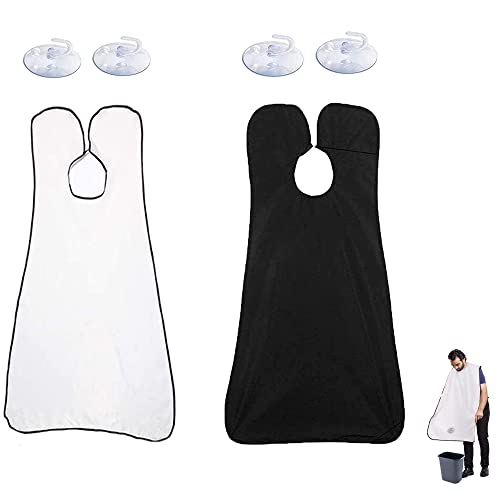 ZDDQ 2 Pedazo Capa Peluquería Delantal, Barba Trimmer Cabello Afeitado Delantal, Delantal Para Afeitado Hombre, Babero Afeitar Barba con Ventosa El Paño Es Liso y No Pegajoso, Mantén El Lavabo Limpio