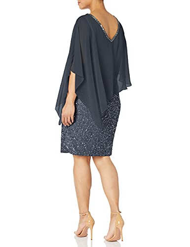 Image of J Kara Women's Plus Size Caplet Short Cocktail Beaded Dress