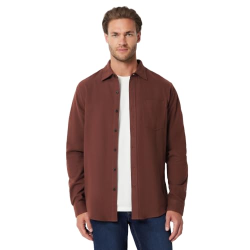 Image of Amazon Essentials Men's Regular Fit Long-Sleeve Flannel Shirt, Soft Brushed Cotton, Lightweight yet Warm