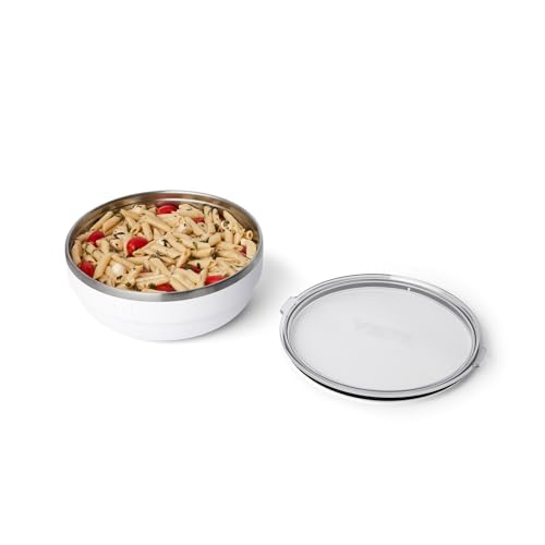 Image of YETI Rambler Low Bowl, Vacuum Insulated, Stackable and Nestable Stainless Steel Bowl with Lid, 3.6 Quart, White