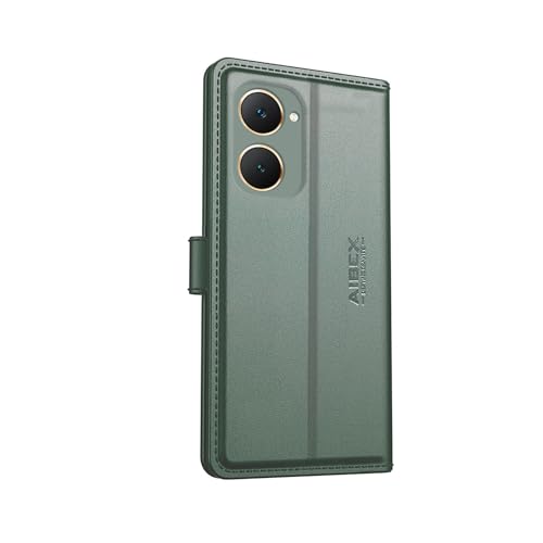 Image of AIBEX Compatible for iQOO Z9 Lite 5G / Vivo Y28S 5G / Vivo T3 Lite 5G / Vivo Y18 4G / Vivo Y18e 4G / Vivo Y18i 4G Flip Cover Leather Finish | Inside TPU with Card Pockets | Wallet Stand -Green