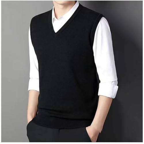 Men Solid Warm Sweater Vest Business Casual Versatile V-Neck Slim Bottoming Knitted Sleeveless Tops3