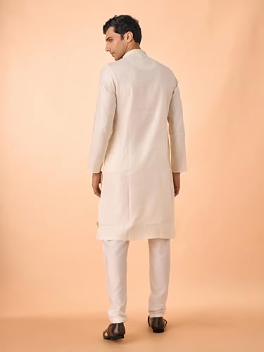 Image of Manyavar Men's Art Silk Blend Jacquard Kurta Set (2pcs)