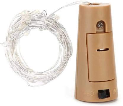 Image of iwin 20 LED Wine Bottle Cork Copper Wire String Lights, 2M /7.2FT(Battery Operated with1 Set of Extra Free Battery) (Multicolour, Pack of 1)