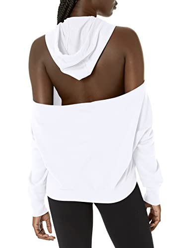 Calvin Klein Performance Women's Open Back Cold Shoulder Top Hoodie, White, Large #TOP1