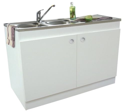 Neova - sous-évier DECLIQ AU Sol. mélaminé Blanc. 2 Portes - DECLIQ Nouvelle POIGNEE ENCASTREE Réf S13N22120