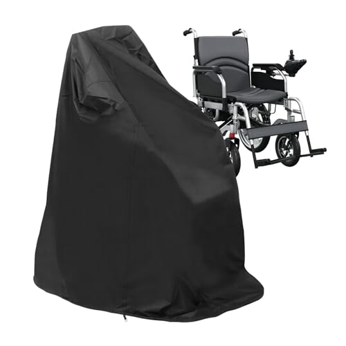 MUTUSHI Wheelchair Cover Electric Wheelchair Cover with Zipper and Drawstring 420D Waterproof Oxford Prevent Rain Wind Dust Sun UV 39.4'L x 29.5'W x 39.4'H Black
