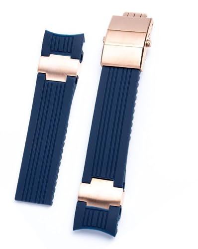 Bracelet de montre en caoutchouc étanche 22mm anti-perte avec boucle pliante