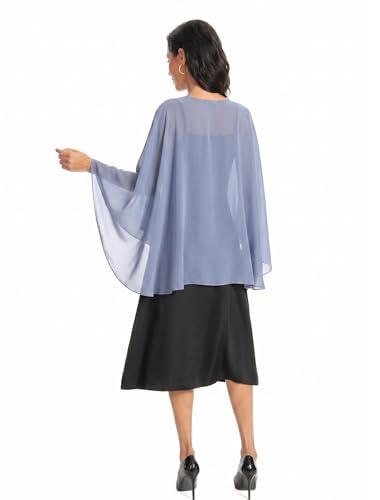 Image of Baoqiya Chiffon Capes Sheer Capelets Long Cape Poncho For Women Plus Size