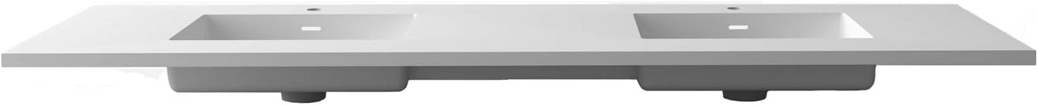 Miseno MVT-72D-313SQ1HSS Forever 72" Solid Surface Vanity Top - Matte White Solid Surface