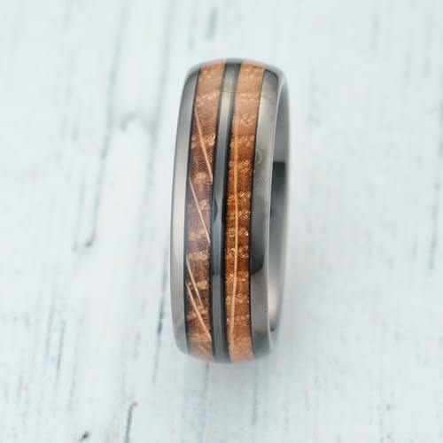 100S JEWELRY Gunmetal Gray Tungsten Rings For Men whiskey barrel Wood grain Inlay wooden Wedding Promise Engagement Band Size 6-163