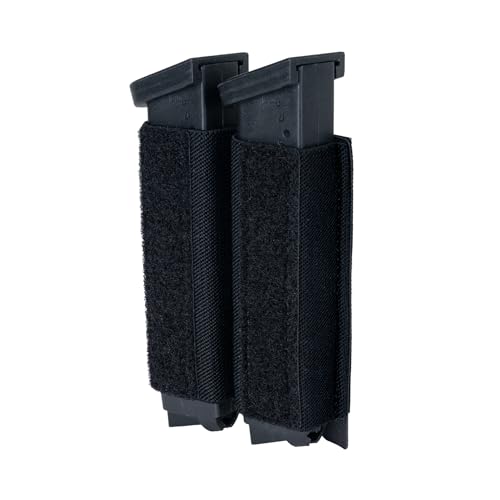 IDOGEAR Double 9mm Pistol Magazines Holder Elastic .45 Mag Holder with Hook Panel Attachment for MK5/D3CRM Chest Rig - IDOGEAR
