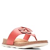 Clarks Women's Brynn Style Flat Sandal, Bright Coral Leather, 8.5 Medium US